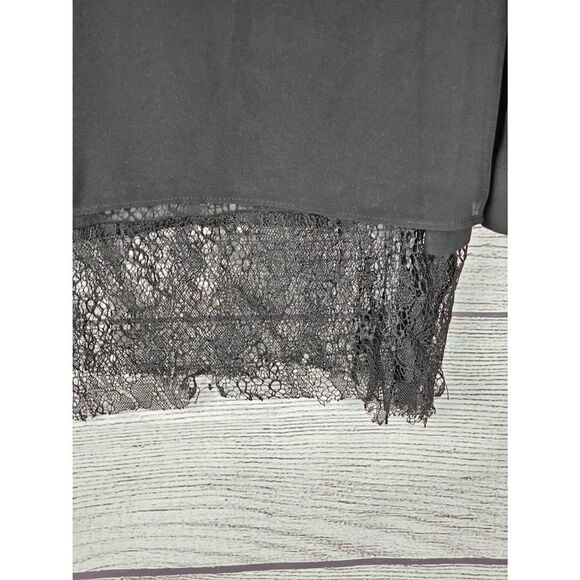 Zara Basic Collection Top Overlay Sheer Blouse Black Size Medium - Picture 4 of 7
